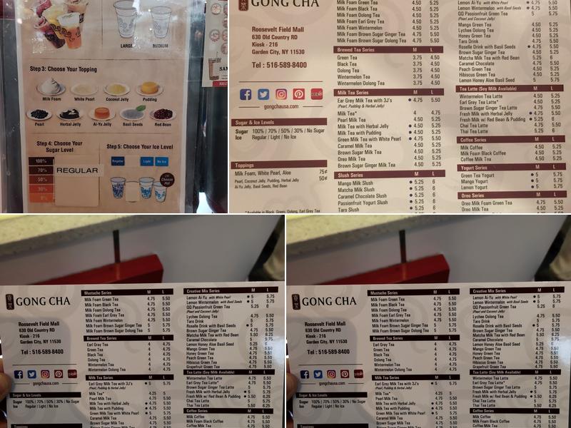 Gong Cha Roosevelt Field Mall Menu