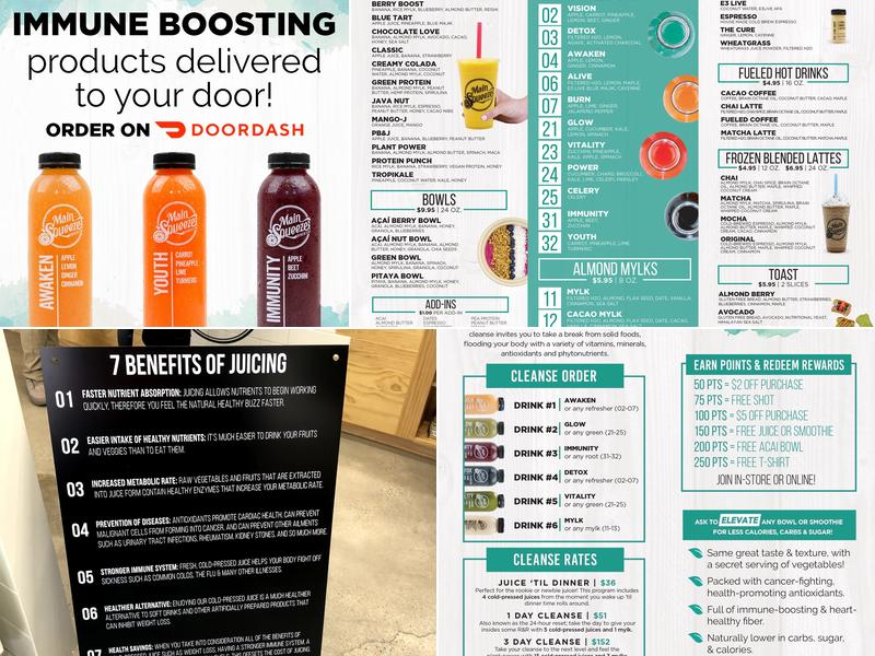 Main Squeeze Juice Co. Menu