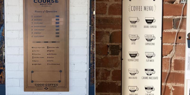 Course Coffee Roasters Menu