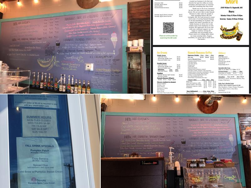 Hannah Bananas Higginsville Menu