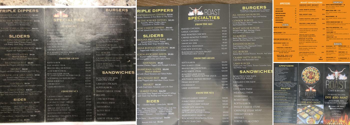 Roast cafe bistro Menu