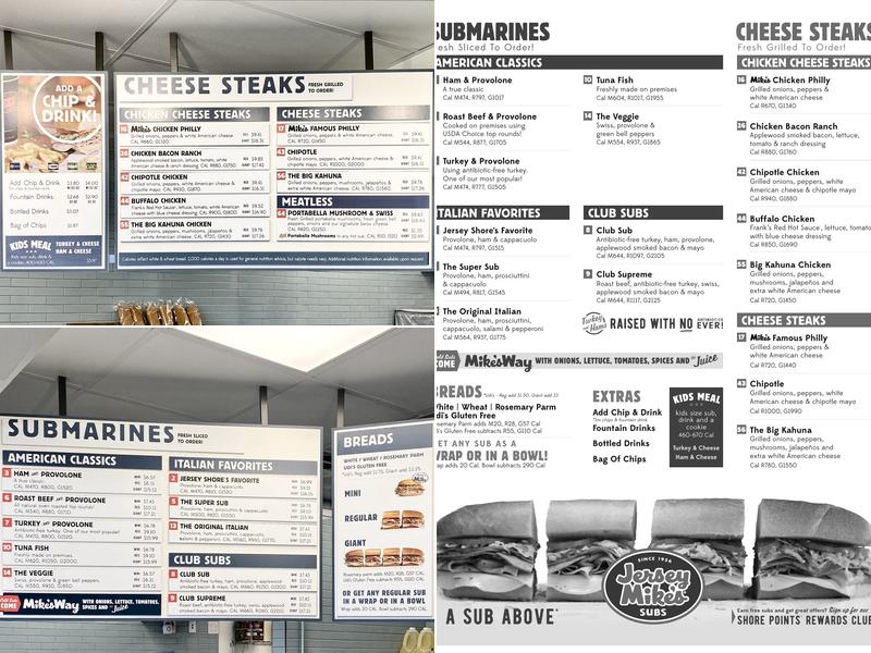 Jersey Mike's Subs Menu