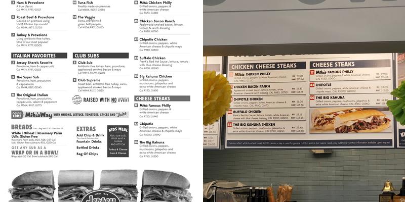 Jersey Mike's Subs Menu