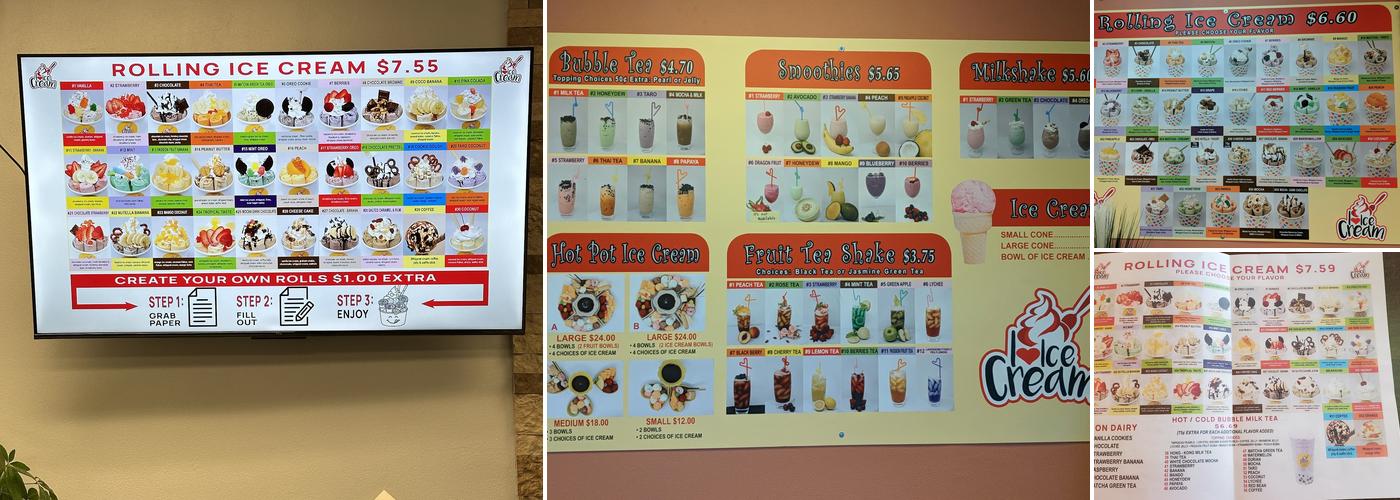 I Love Ice Cream Menu