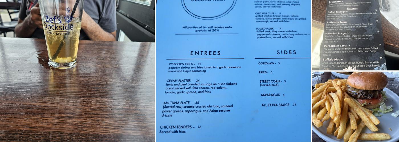 Zef's Dockside Bar + Kitchen Menu