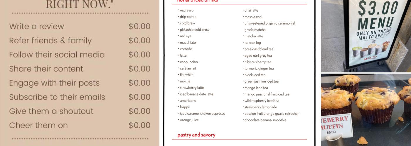 Matto Espresso Menu
