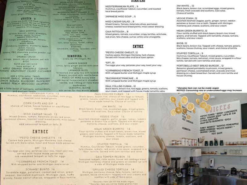 Gaia House Cafe Menu