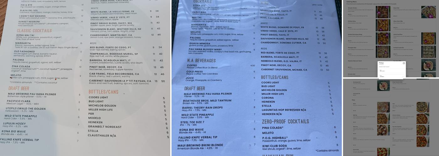 Pau Hana Menu