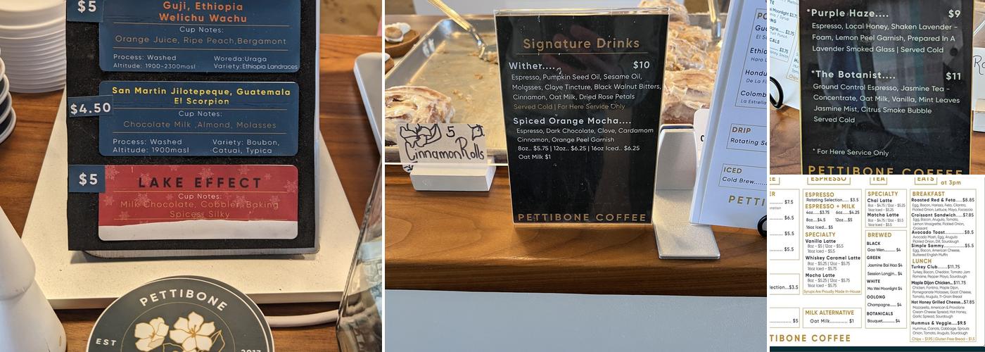 Pettibone Coffee Menu