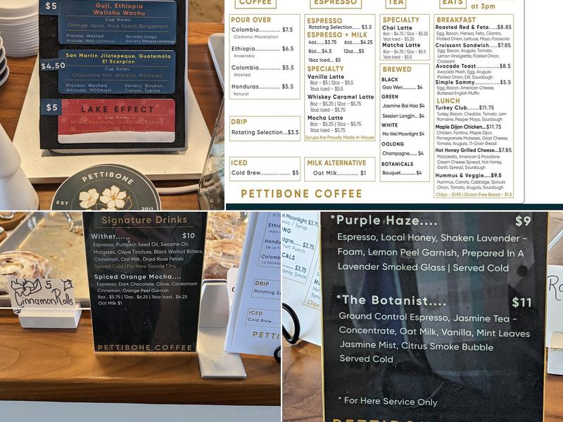 Pettibone Coffee Menu