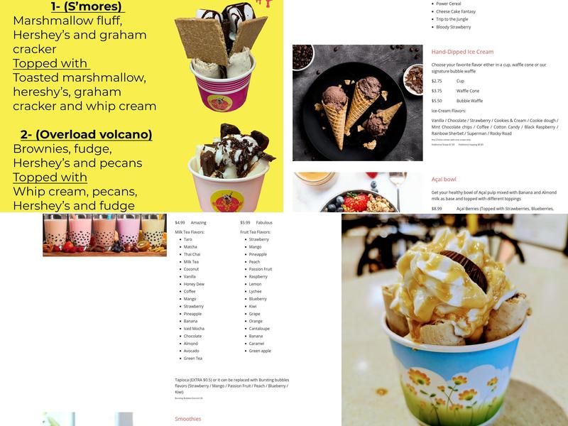 bubble world Menu