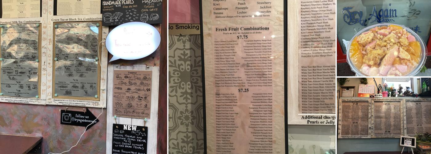 Try Again Beverage House Menu