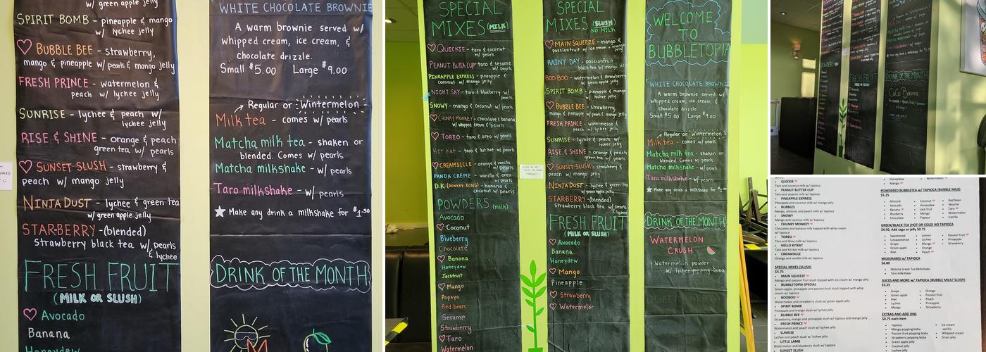 Bubbletopia Menu