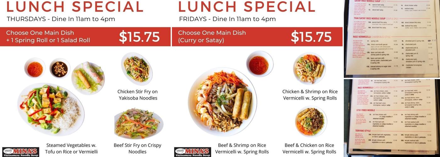 Mina's Vietnamese Noodle Soup Restaurant Menu
