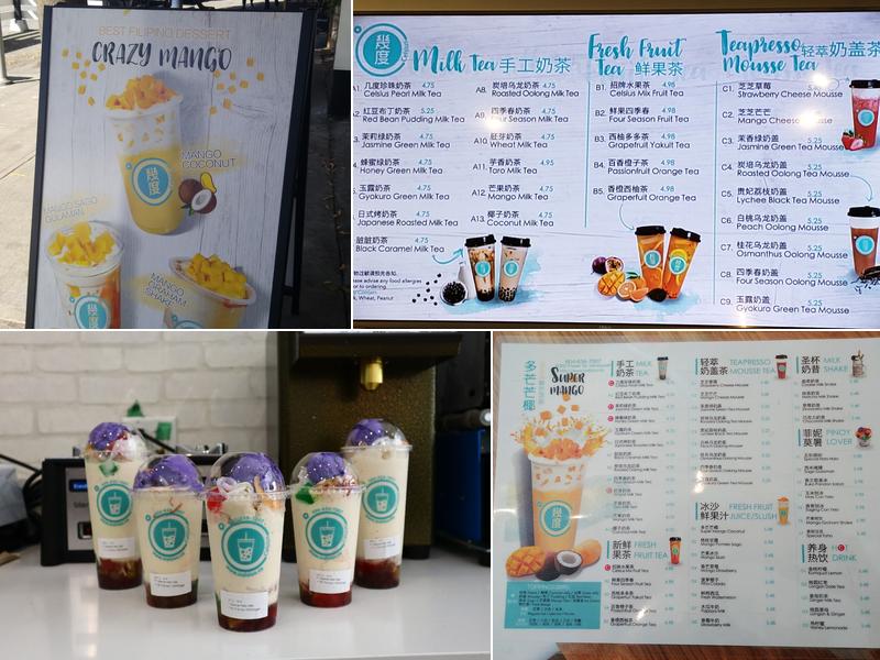 Celsius Bubble Tea Menu