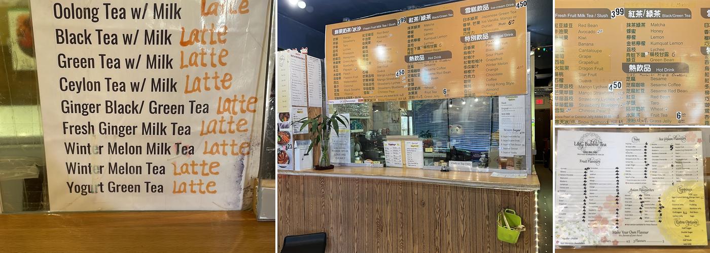 L & G Bubble Tea Menu
