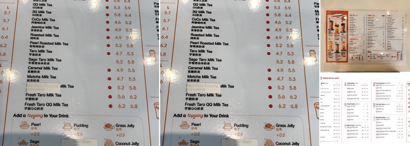 CoCo Fresh Tea & Juice Richmond Menu