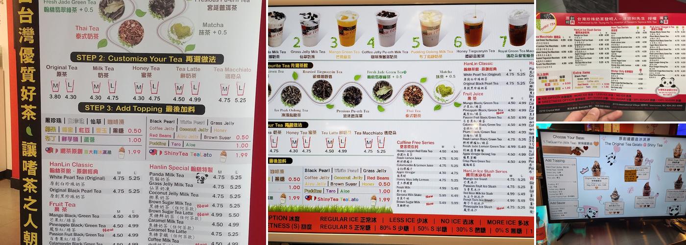 Shiny Tea - Lougheed Mall Menu