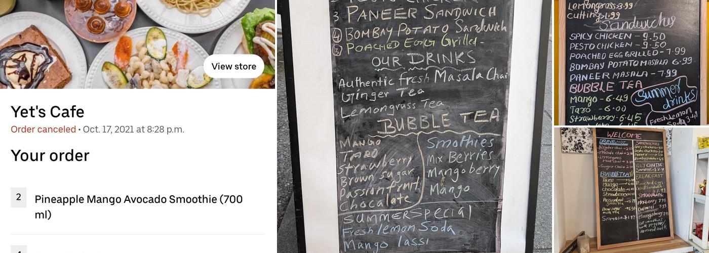 Place2be Cafe Menu