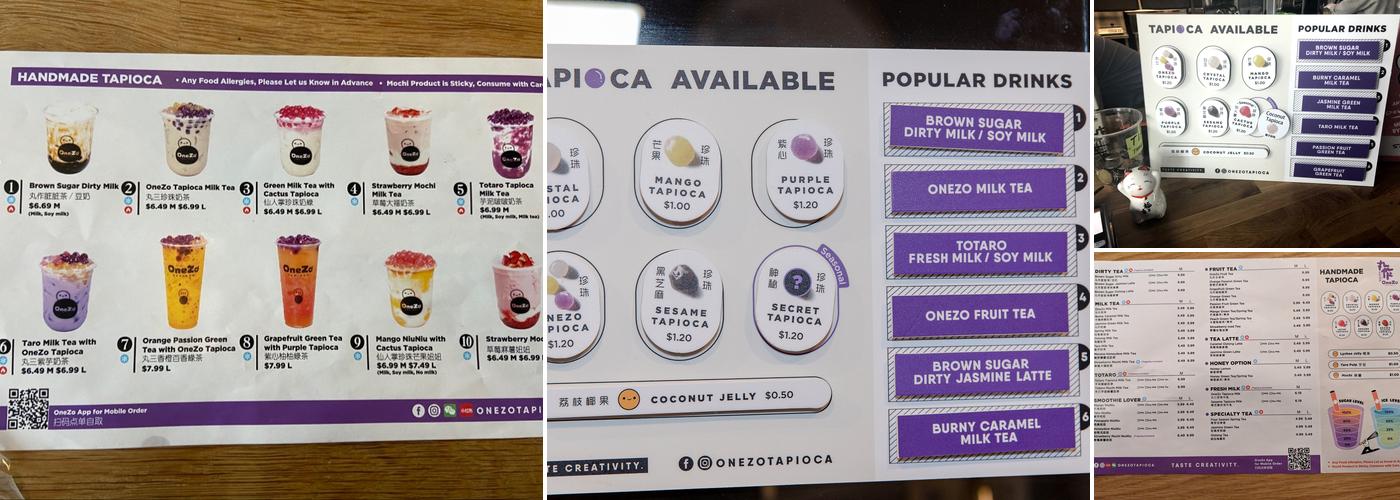 OneZo Tapioca 丸作 Menu