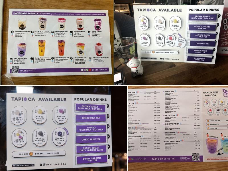 OneZo Tapioca 丸作 Menu