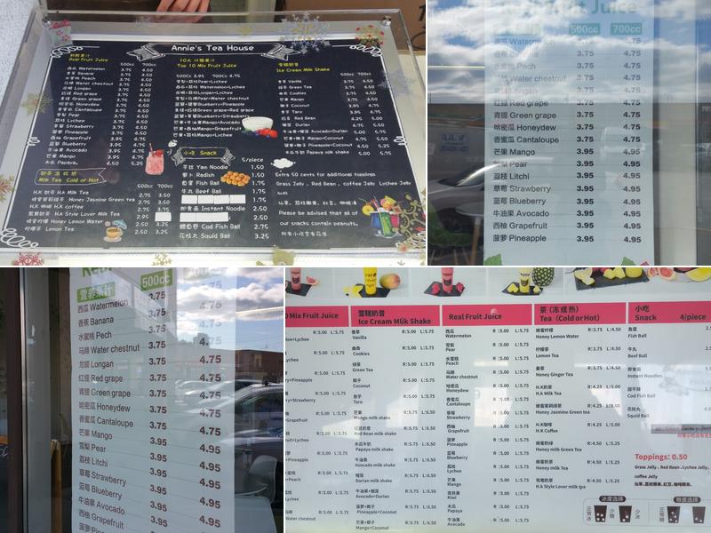 Annie's Tea House Menu