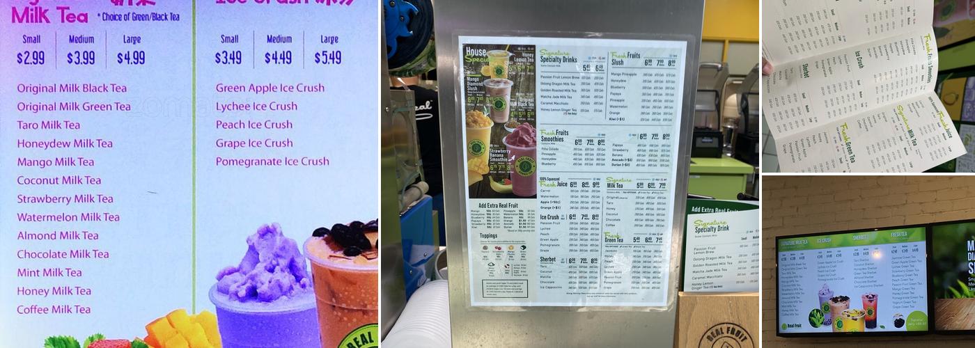 Real Fruit Bubble Tea Menu