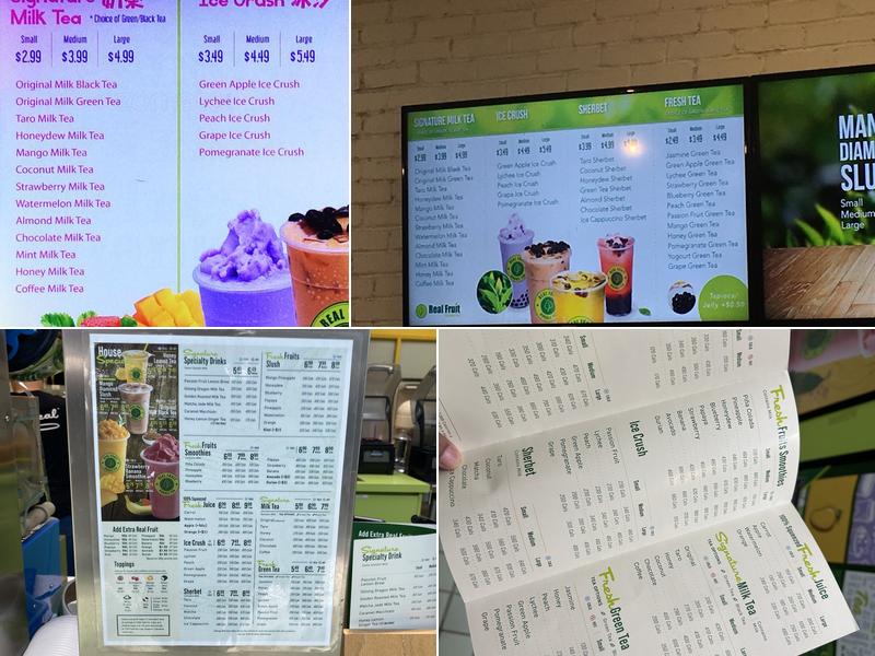 Real Fruit Bubble Tea Menu