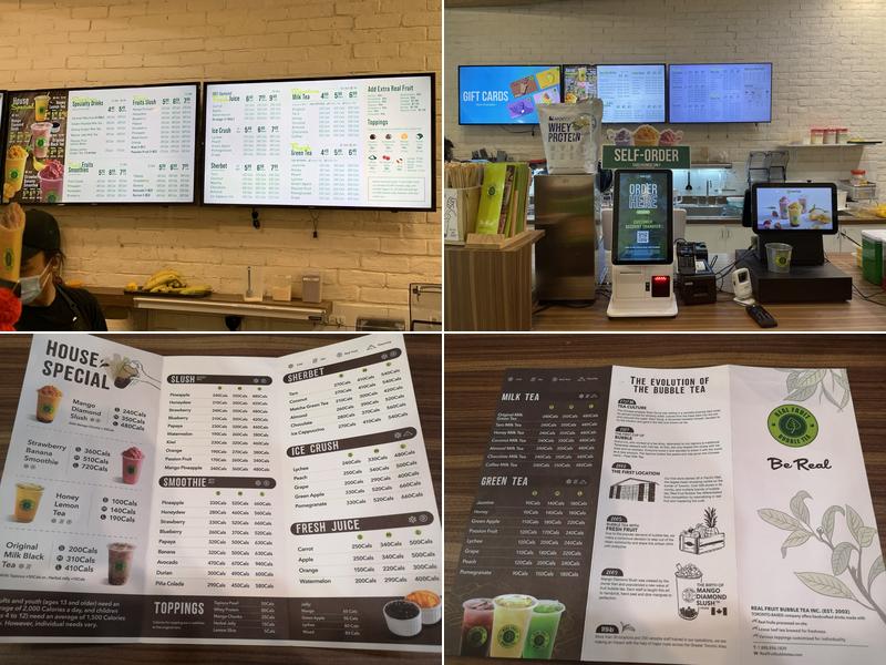 Real Fruit Bubble Tea Menu