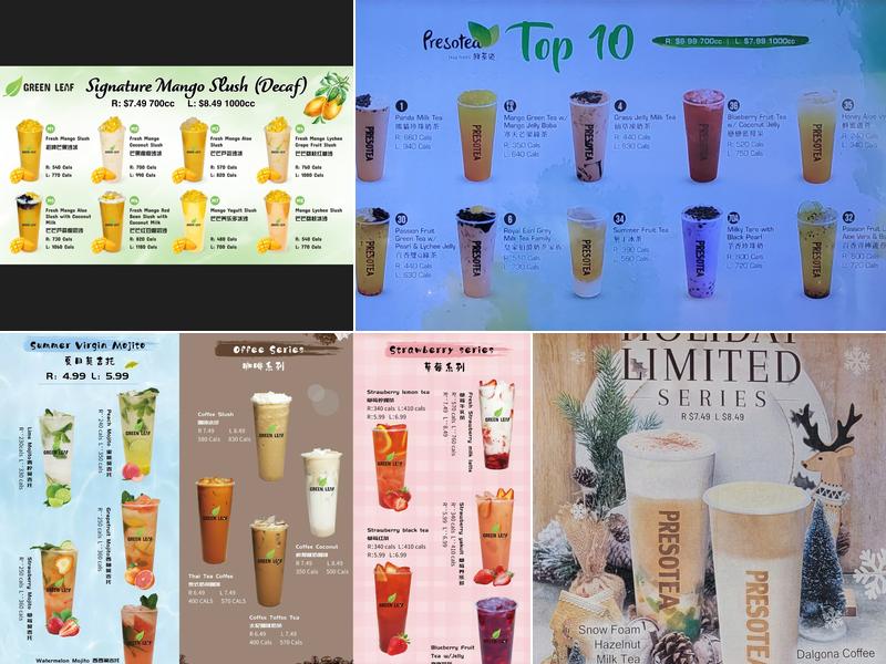 Green Leaf Bubble Tea Menu