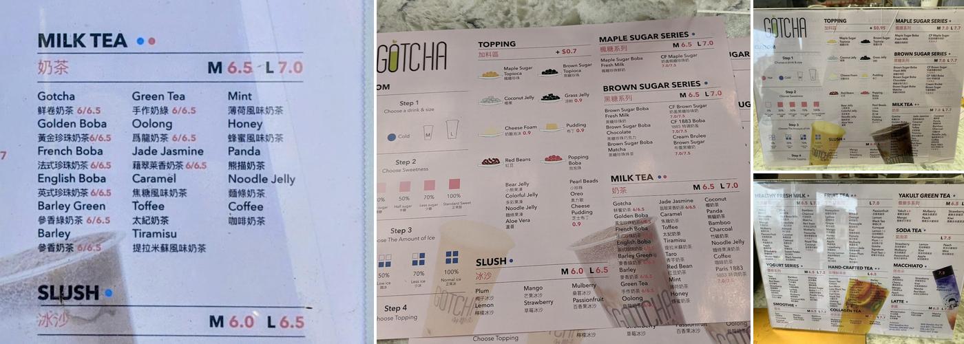 Gotcha Bubble tea Menu