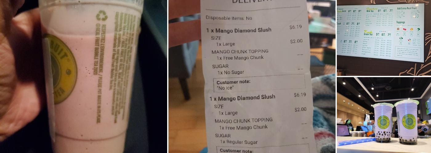 Real Fruit Bubble Tea Menu
