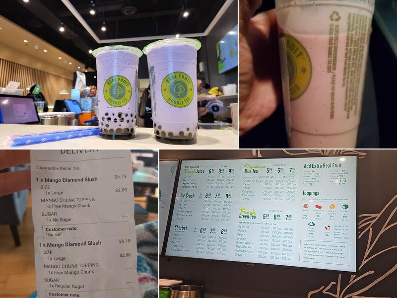 Real Fruit Bubble Tea Menu