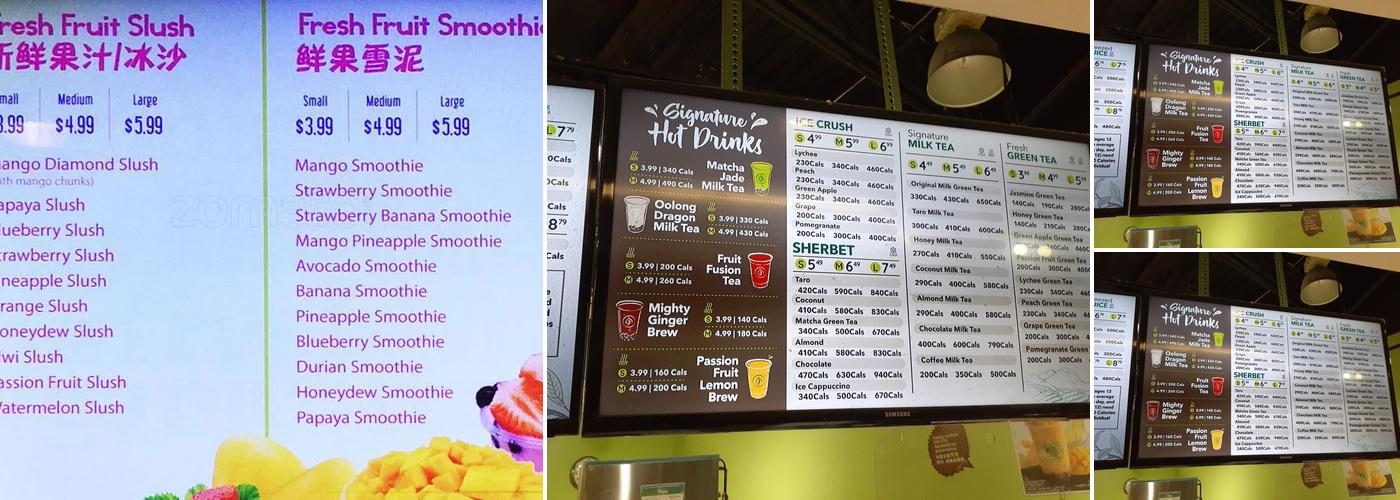 Real Fruit Bubble Tea Menu
