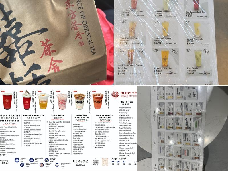 Bliss Tea Menu