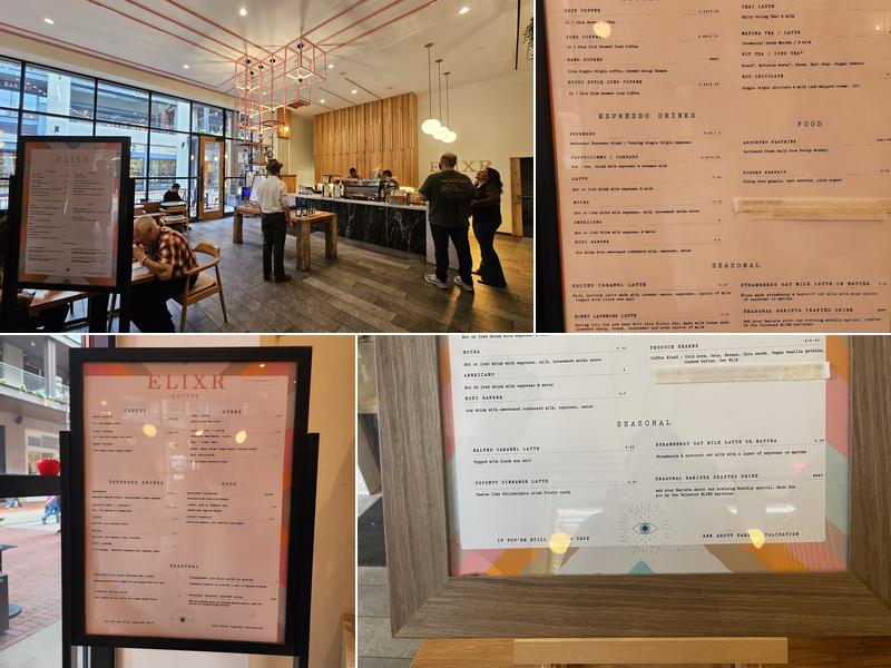 Elixr Coffee Roasters Menu