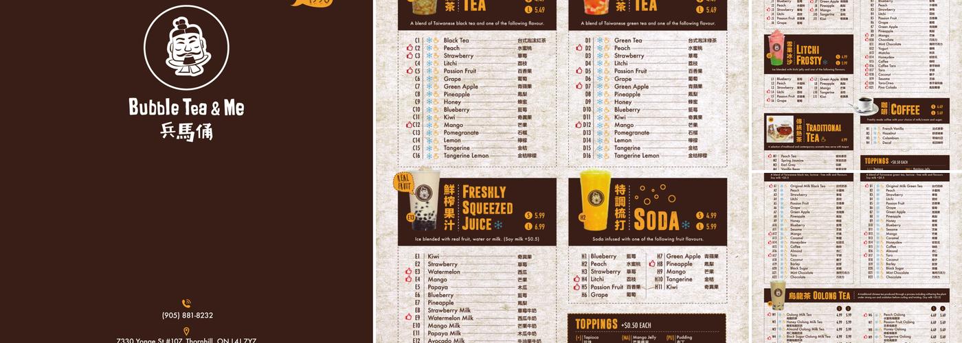 Bubble Tea & Me Menu