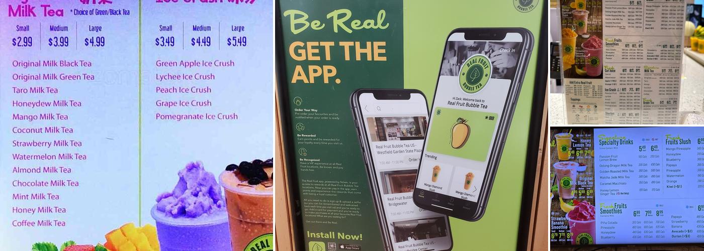 Real Fruit Bubble Tea Menu