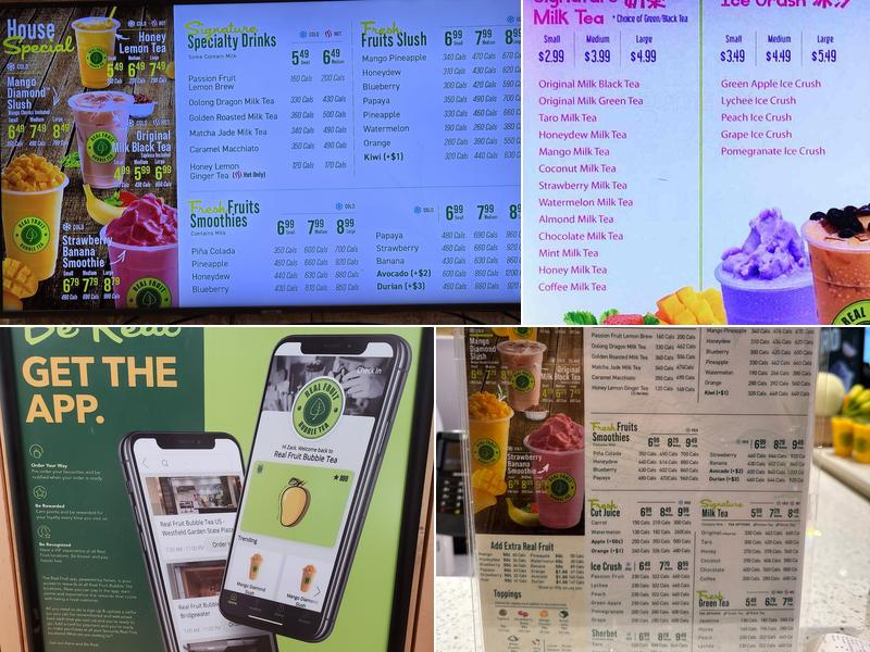 Real Fruit Bubble Tea Menu