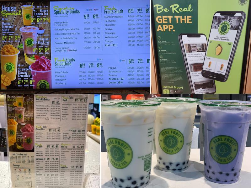 Real Fruit Bubble Tea Menu