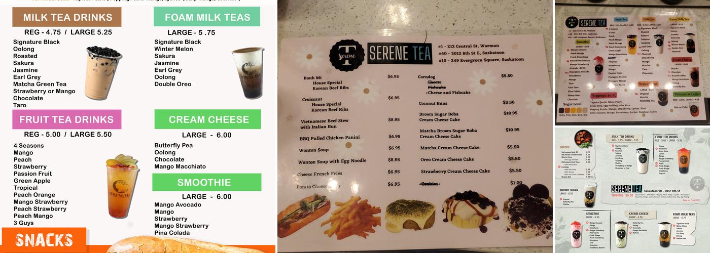 Serene Tea Menu