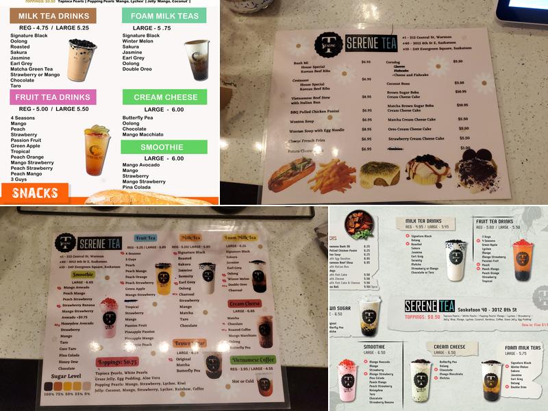 Serene Tea Menu