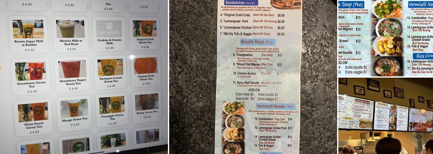 Be's Noodles, Banh Mi & Bubble Tea Menu