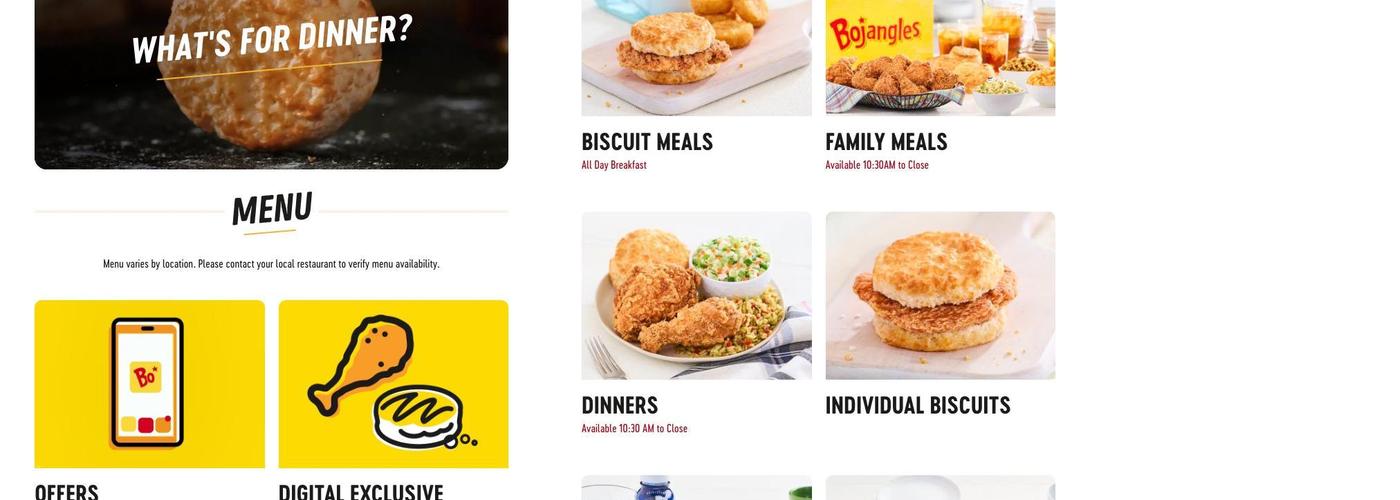 Bojangles Menu