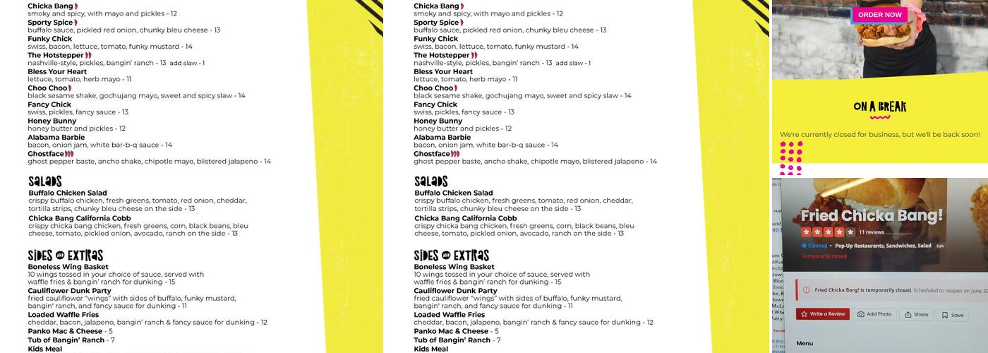 Fried Chicka Bang! Menu