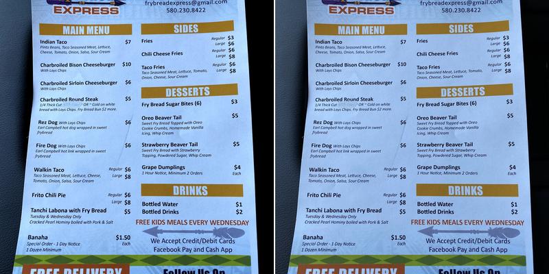 Fry Bread Express Menu
