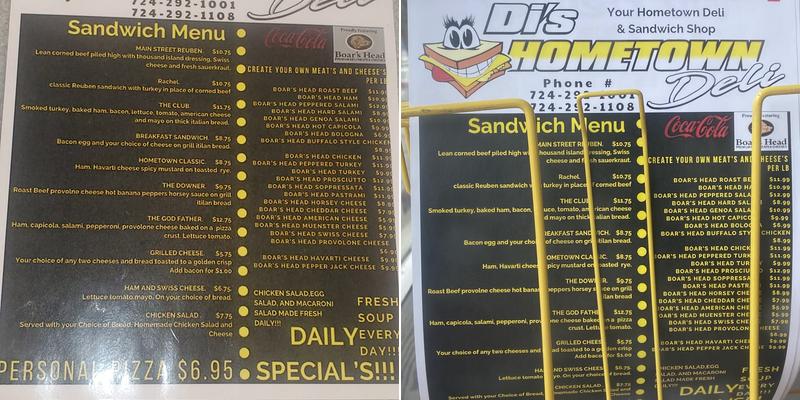 DI's Hometown Deli Menu
