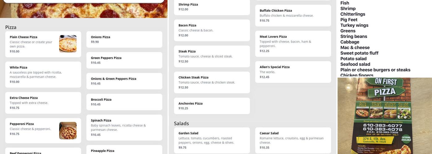 Allens On First Ave Menu