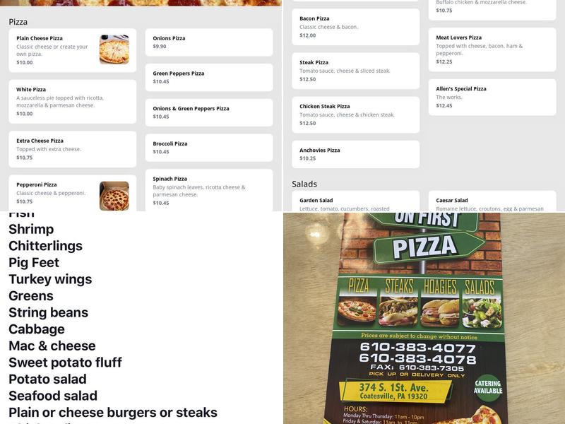 Allens On First Ave Menu