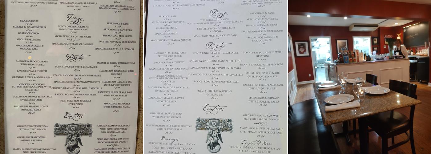 Macaluso's Restaurant Menu